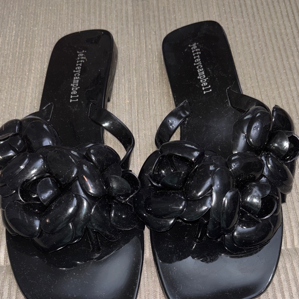 Jeffrey Campbell Black Floral Sandals